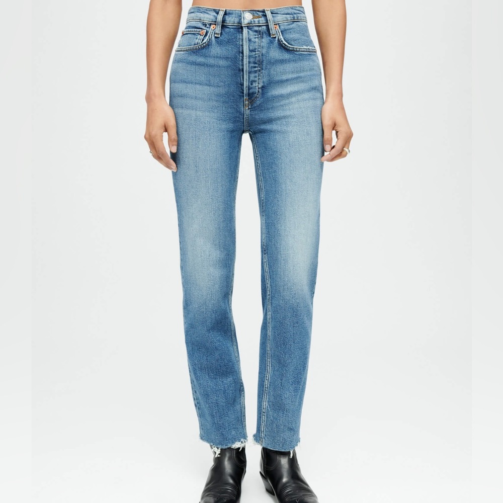 Re/ Done high rise 70s stove pipe jeans